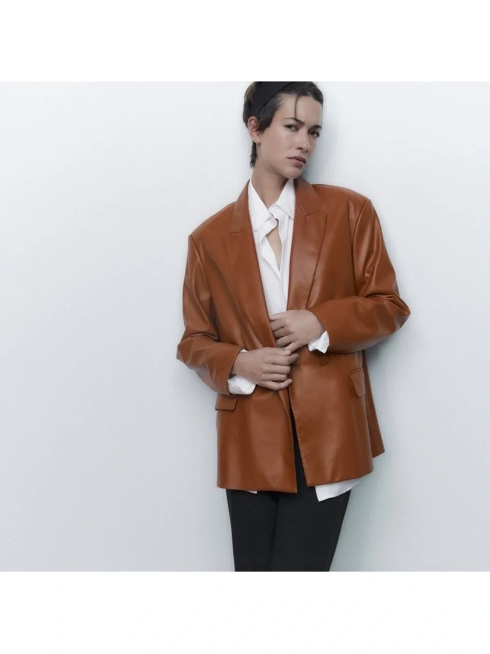 Zara Faux leather Oversized blazer - Picture 2 of 12